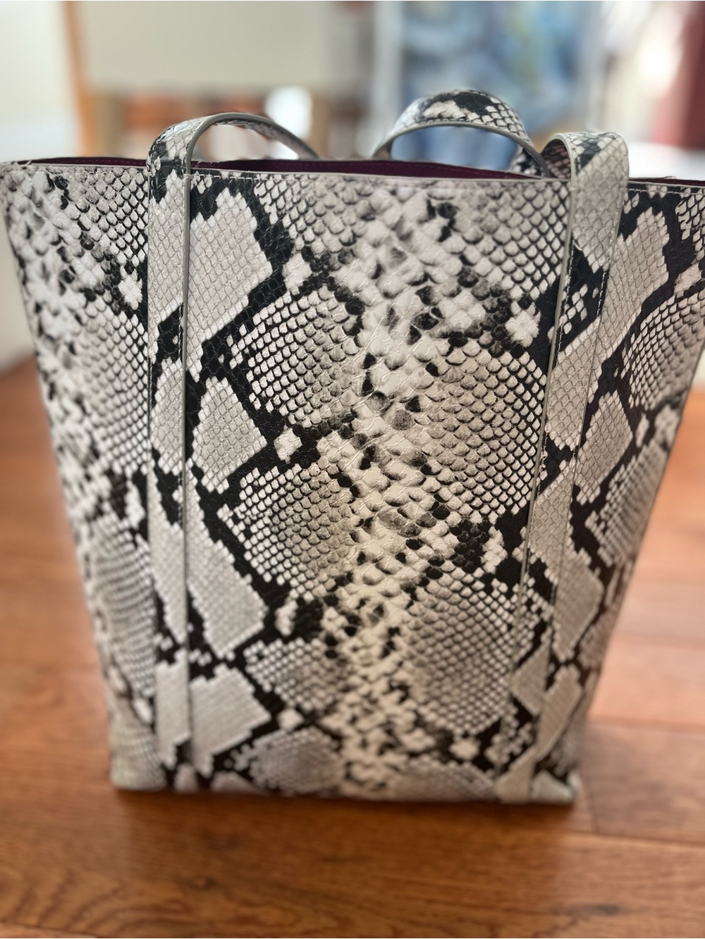 Ann Taylor snakeskin Tote Bag with detachable pouch